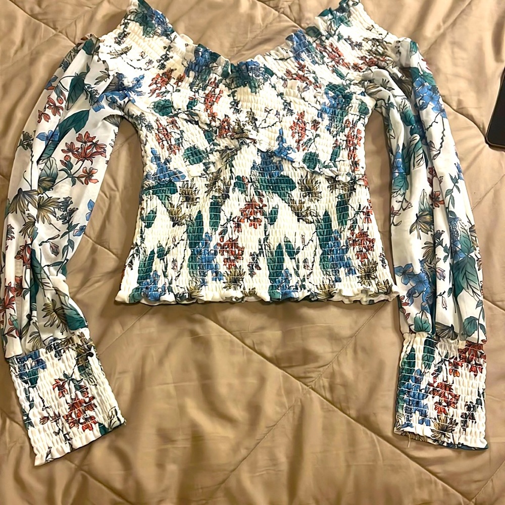 Ladies Steve Madden Off Shoulder Stretch Mesh Blouse